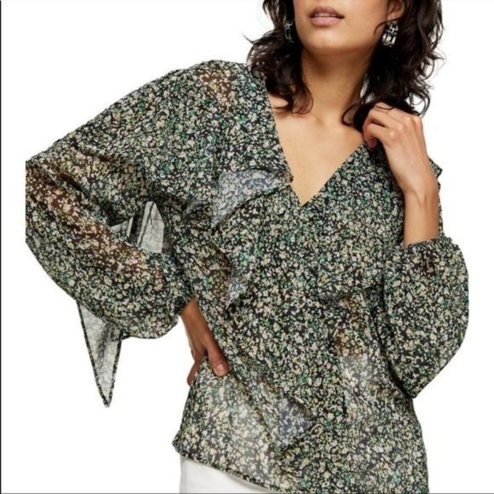 Topshop Ruffle Button Up Blouse